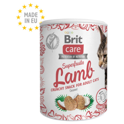 Brit Care Cat Snack Superfruits Lamb 100 g  papildbarība kaķiem