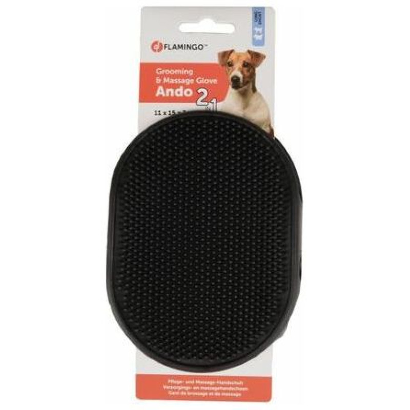 Flamingo ķemme-cimdiņ&scaron; GROOMING GLOVE 11x15x3 cm