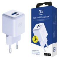 3Mk Protection 3mk Hyper GaN Charger 20W QC4+ PD PPS USB-C USB-A Wall Charger - White