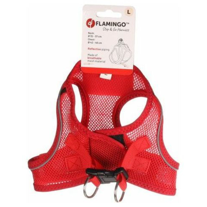 Flamingo kru&scaron;u siksna suņiem BENTO RED L 42-46CM