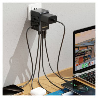 Dudao A35Pro 35W EU / UK / AUS / US / JP travel adapter 3x USB-C 2x USB-A - black