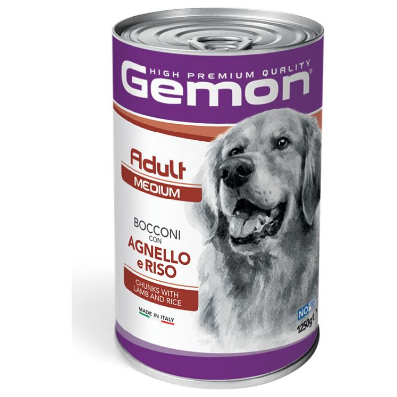 Gemon Dog chunkies Adult MEDIUM with lamb & rice 1.250 kg - konservi suņiem