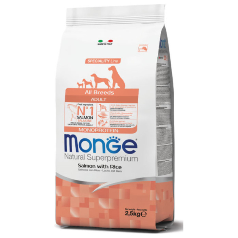 Monge Dog All Breeds Adult Monoprotein Salmon with Rice 2,5 kg