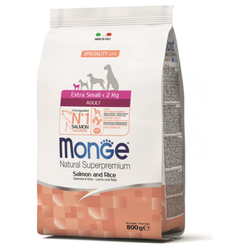 Monge Dog Extra Small Adult Monoprotein Salmon with Rice 0,8 kg