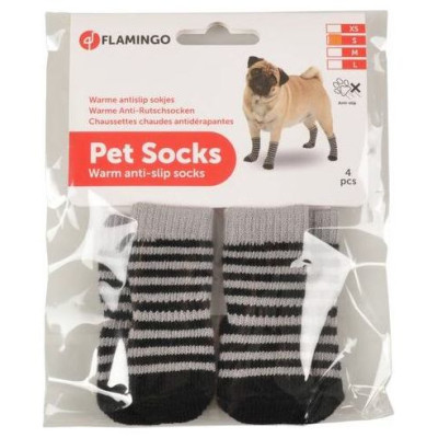 Flamingo pretslīdes zeķes suņiem S 45*35mm BLACK/GREY 4 gab.