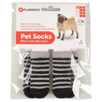 Flamingo pretslīdes zeķes suņiem XS 39x28mm BLACK/GREY 4gab.