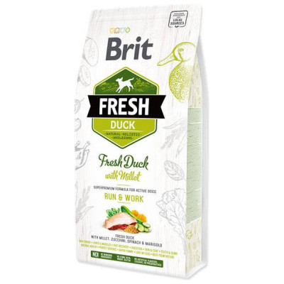 Brit Fresh Duck with Millet Active Run & Work 2,5 kg barība suņiem