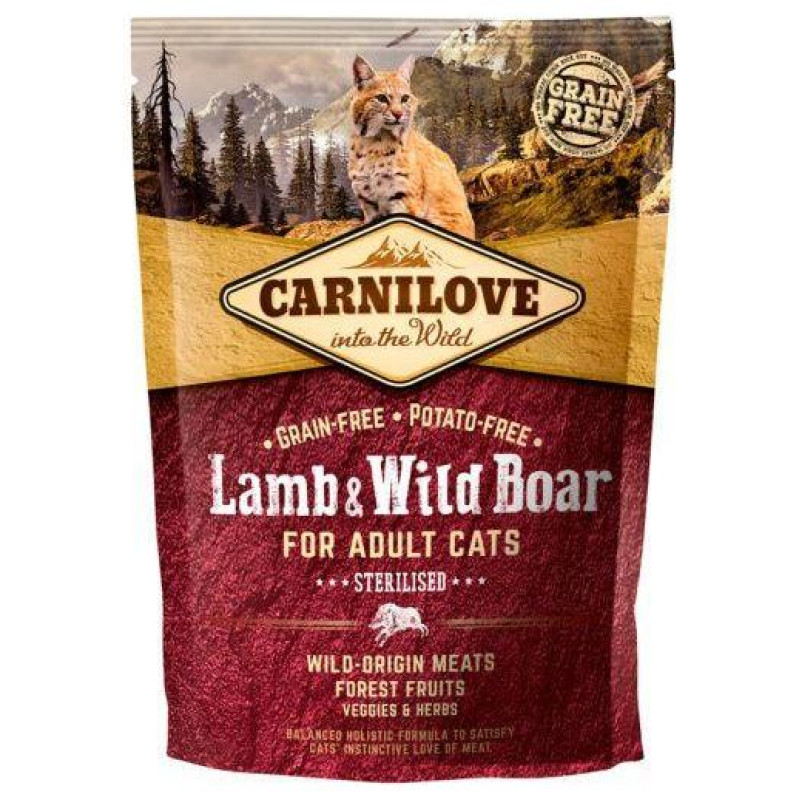 Carnilove Lamb & Wild Boar Adult Cat Sterilised 0,4 kg barība kaķiem