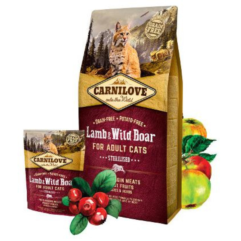 Carnilove Lamb & Wild Boar Adult Cat Sterilised 0,4 kg barība kaķiem