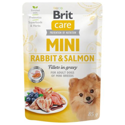 Brit Care Mini wet Rabbit & Salmon fillets in gravy 85 g  mitrā barība suņiem