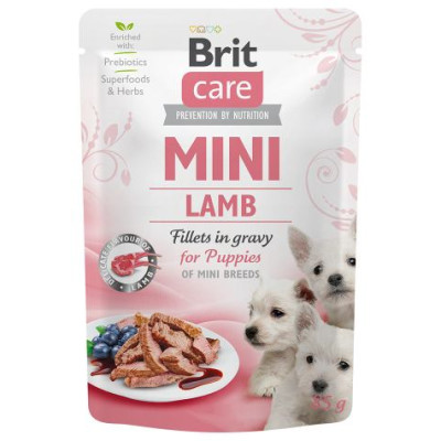 Brit Care Mini wet Puppy Lamb fillets in gravy 85 g mitrā barība suņiem