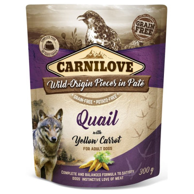 Carnilove Pate Quail with Yellow Carrot 300 g mitrā barība suņiem