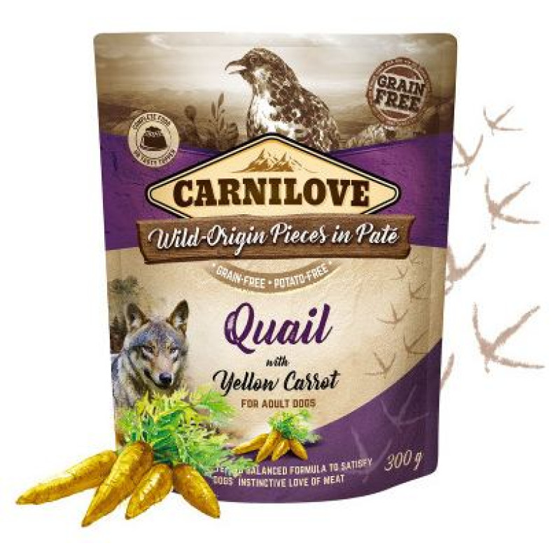 Carnilove Pate Quail with Yellow Carrot 300 g mitrā barība suņiem