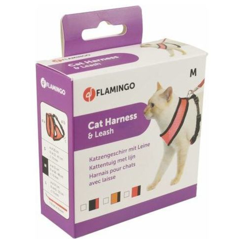 Flamingo kru&scaron;u siksna ar pavadu kaķiem Black&Red 110x10cm