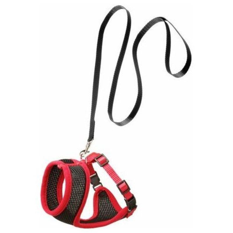 Flamingo kru&scaron;u siksna ar pavadu kaķiem Black&Red 110x10cm