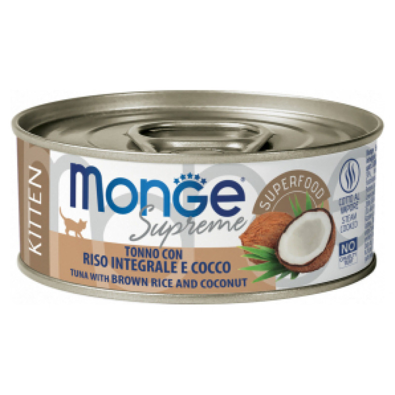 Monge Supreme Cat Kitten Tuna Flakes with Brown Rice and Coconut 80 g