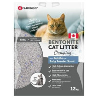 Flamingo CAT LITTER BENTONITE WITH BABY POWDER & ZEOLITE FINE GRAINS CLUMPING 12 kg