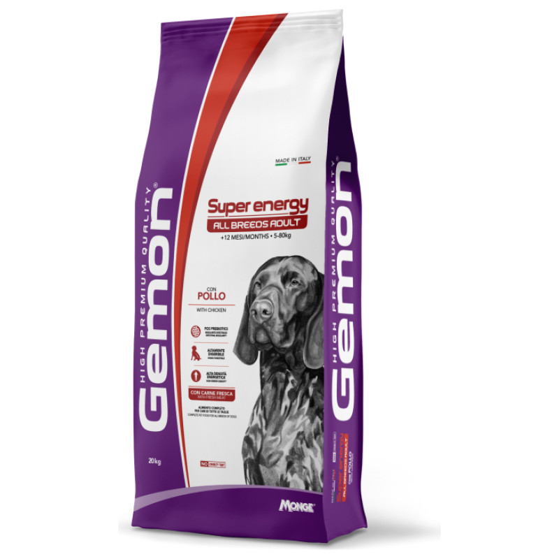 Gemon Dog ALL BREEDS Adult Super Energy with chicken 20 kg - barība suņiem