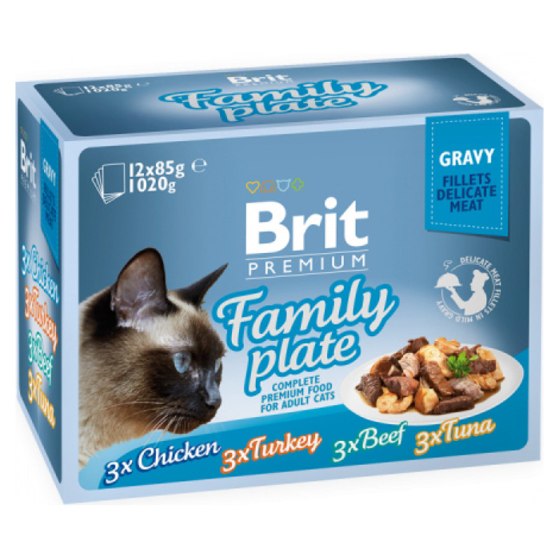 Brit Care Cat Delicate Pouch Fillets in Gravy Family Plate 1020 g (12x85 g)