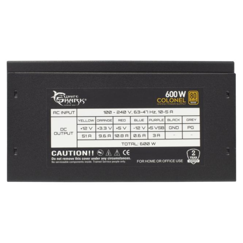 White Shark GPSU-B600S Colonel 600W 80+ Bronze SemiModular