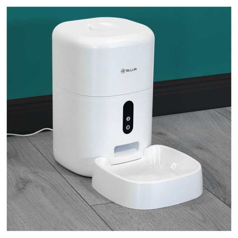Tellur Smart WiFi Pet Feeder, UltraHD Camera, 4L white