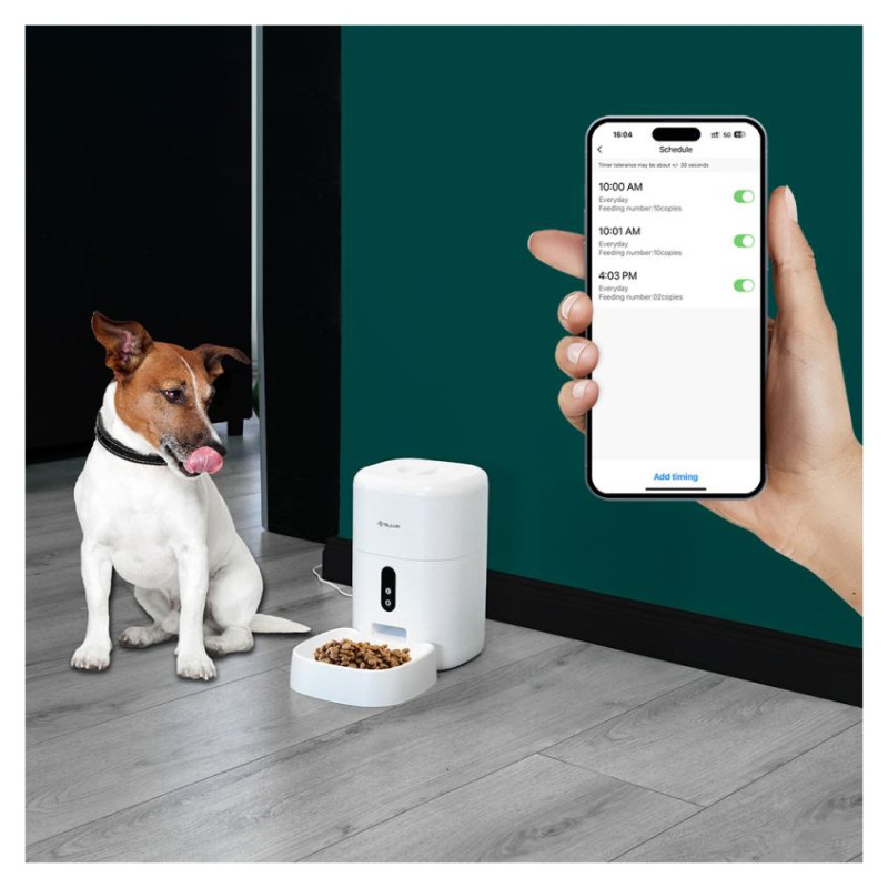 Tellur Smart WiFi Pet Feeder, UltraHD Camera, 4L white