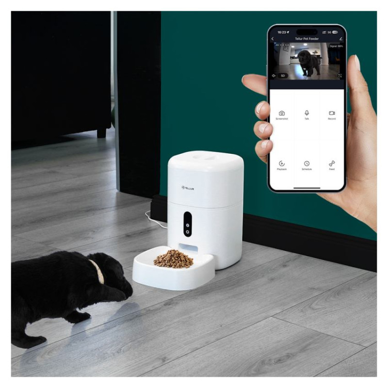 Tellur Smart WiFi Pet Feeder, UltraHD Camera, 4L white