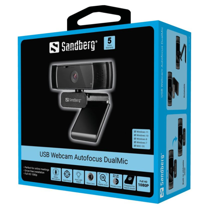 Sandberg 134-38 USB Webcam Autofocus DualMic