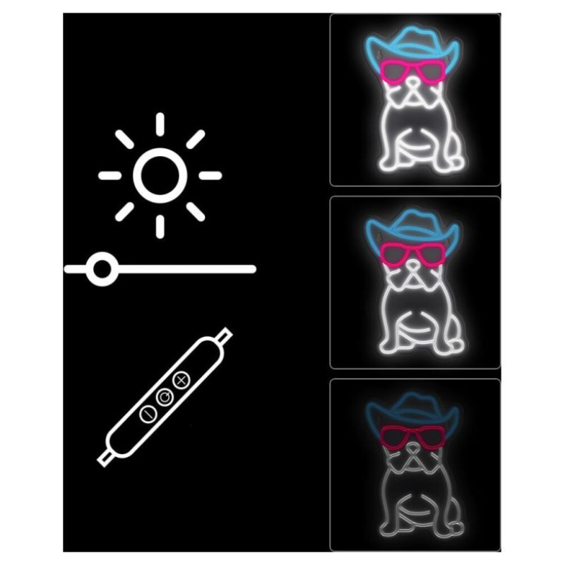 Manta SNL114MT Style Neon Lights BULDOG  WITH GLASSES