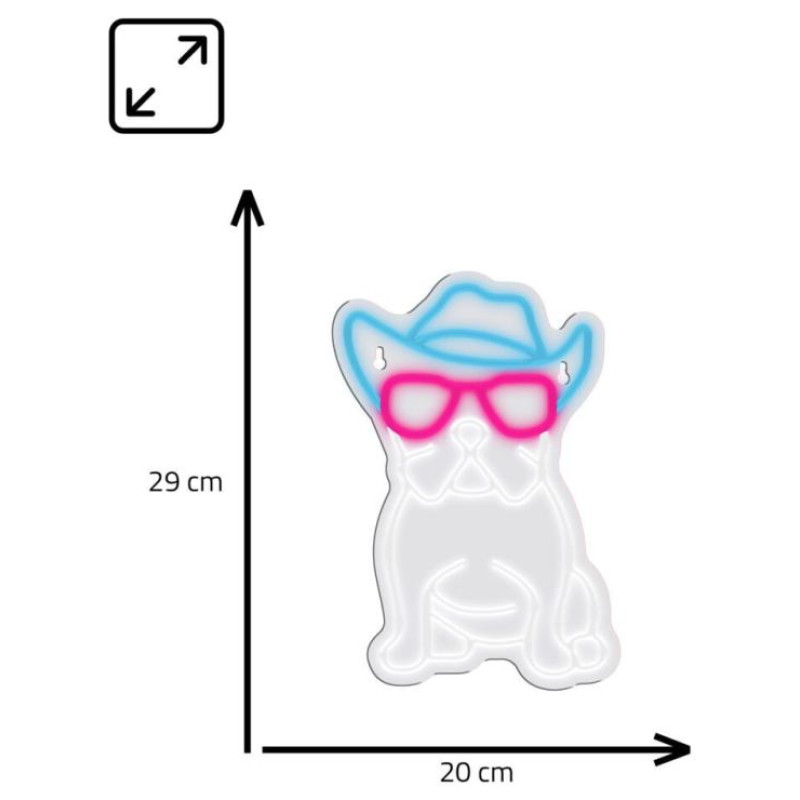 Manta SNL114MT Style Neon Lights BULDOG  WITH GLASSES