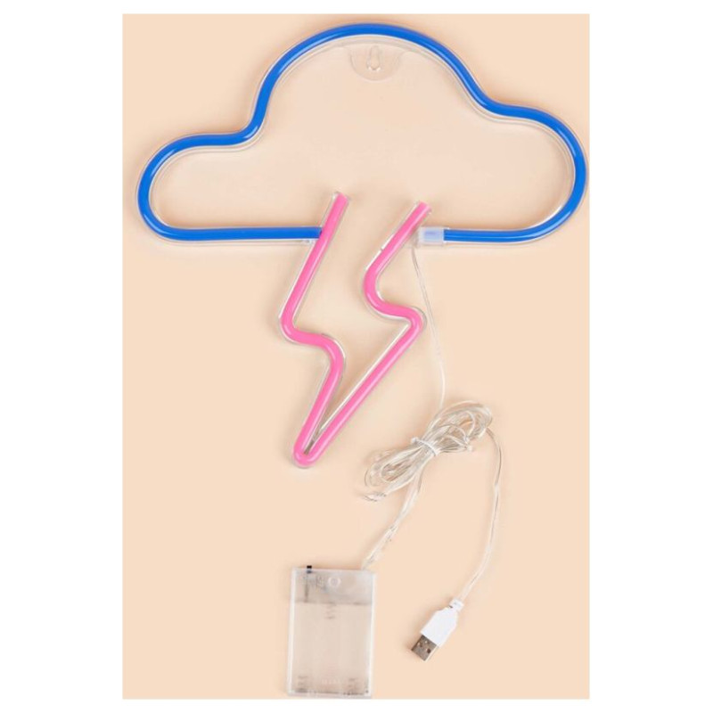 Manta SNL71BL Style Neon Lights CLOUD WITH LIGHTNING Blue-Pink