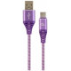 Gembird USB Male - USB Type C Male Premium cotton braided 1m Purple/White