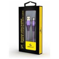 Gembird USB Male - USB Type C Male Premium cotton braided 1m Purple/White