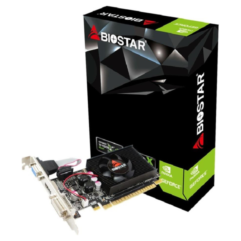 Biostar Graphics Card|BIOSTAR|NVIDIA GeForce 210|1 GB|DDR3|64 bit|PCIE 2.0 16x|Memory 1333 MHz|GPU 589 MHz|Single Slot Fansink|1x15pin D-sub|1xDVI-D|1xHDMI|VN2103NHG6