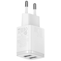 Baseus Compact charger 2x USB 10.5W white (CCXJ010202)