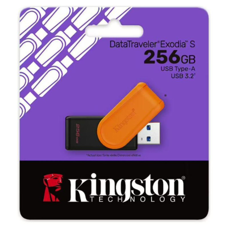 Kingston 256GB Portable USB 3.2 Gen 1 DataTraveler Exodia S (Black/Orange)