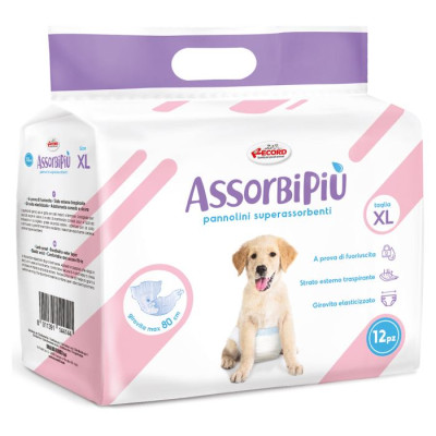 Record Autiņi suņiem AssorbiPiu XL 12gb.