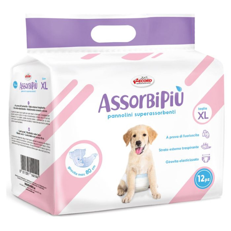 Record Autiņi suņiem AssorbiPiu XL 12gb.