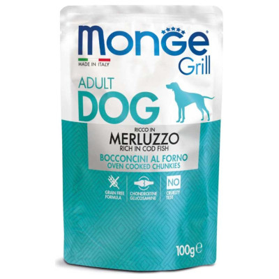 Monge Dog Grill Pouch Adult Chunkies Rich in Codfish 100 g