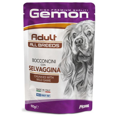 Gemon Dog pouches chunkies Adult with Wild Game 100 g - konservi suņiem