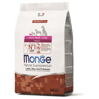 Monge Dog Extra Small Adult Lamb with Rice and Potatoes 0,8 kg