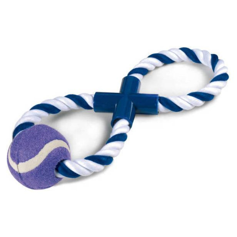 Record Rotaļlieta suņiem kokvilna ar tenisa bumbu 29cm 185gr.