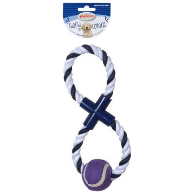 Record Rotaļlieta suņiem kokvilna ar tenisa bumbu 29cm 185gr.