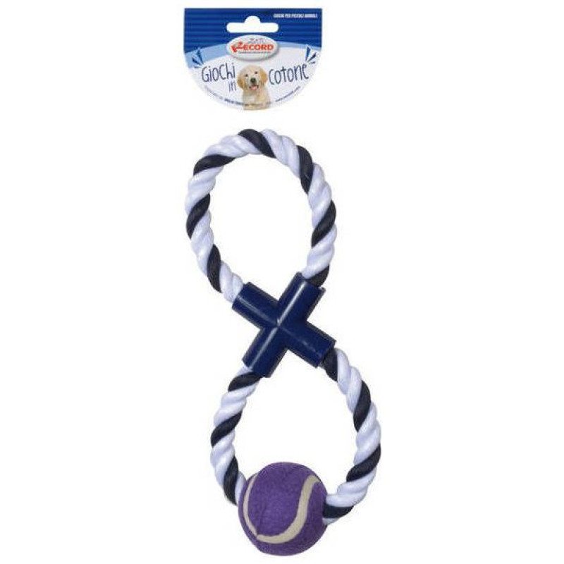 Record Rotaļlieta suņiem kokvilna ar tenisa bumbu 29cm 185gr.
