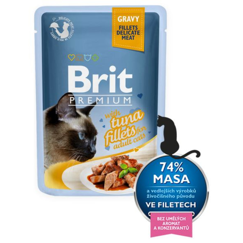 Brit Premium Cat Delicate Fillets in Gravy with Tuna 85 g konservi kaķiem
