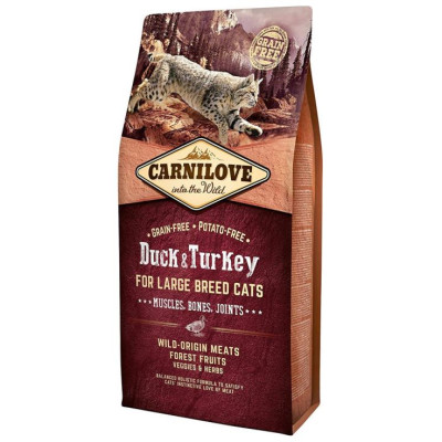 Carnilove Duck & Turkey Large Breed Cats 6 kg barība kaķiem