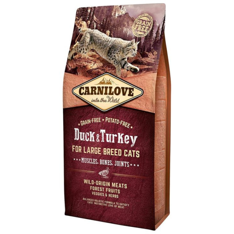 Carnilove Duck & Turkey Large Breed Cats 6 kg barība kaķiem