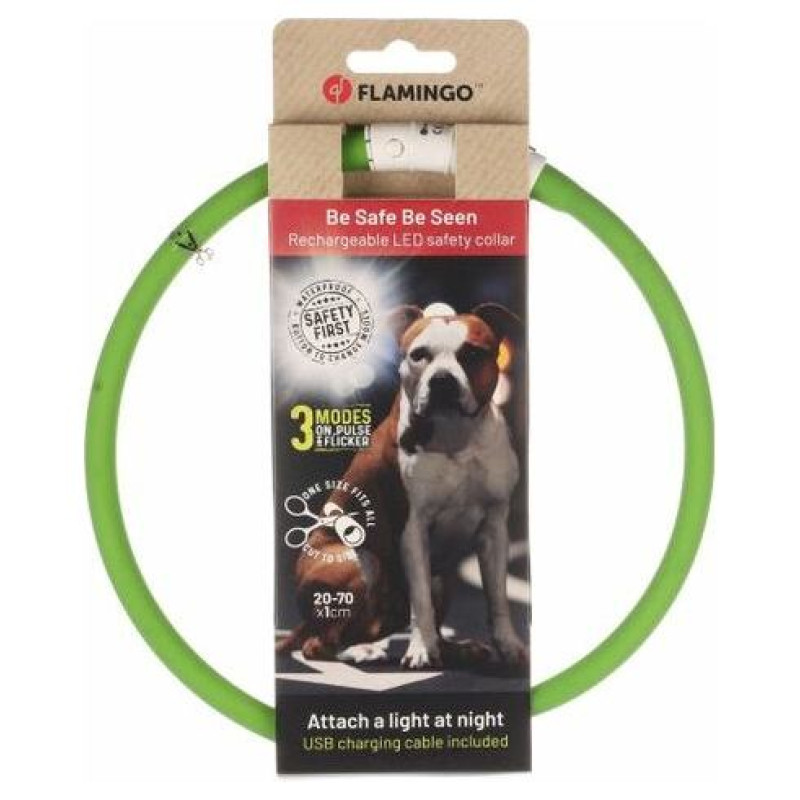 Flamingo LED kakla siksna VISIO GREEN 70 cm