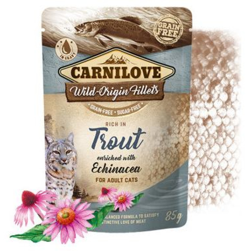 Carnilove Cat Pouch Trout Echinacea 85g mitrā barība kaķiem