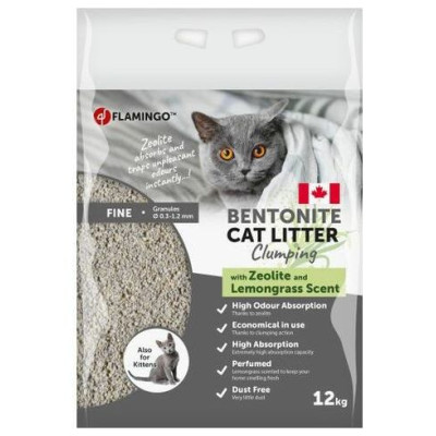 Flamingo Cat Litter Lemongrass 12 kg - Kanādas cementējo&scaron;ās smiltis